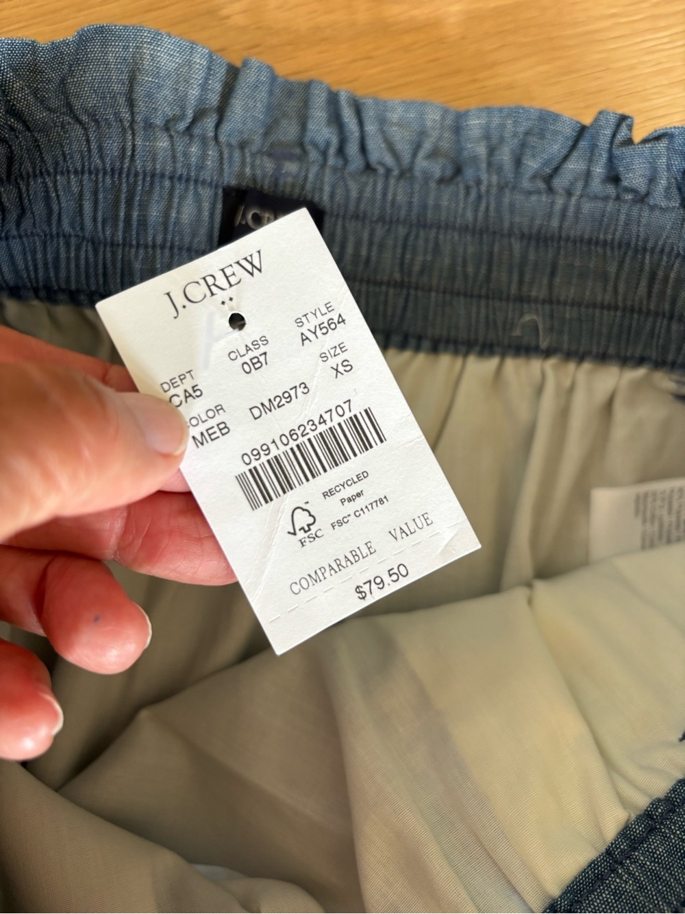 NWT J.CREW Mini Skirt, RE-IMAGINED Chambray Cute, Lined, Cotton,Summer, Beach XS - Picture 2 of 12
